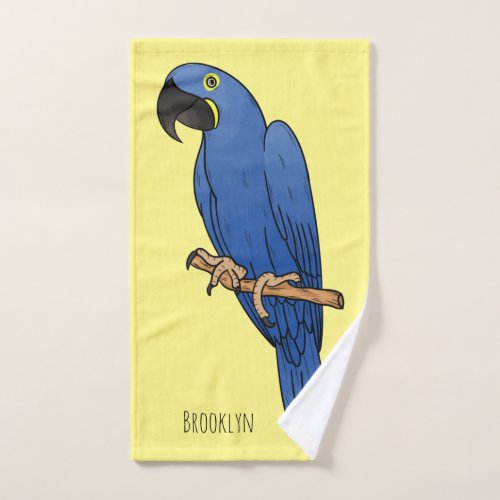 Hyacinth macaw bird cartoon illustration bath towel set