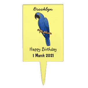 Hyacinth macaw bird cartoon illustration  cake topper