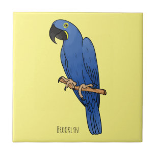 Hyacinth macaw bird cartoon illustration ceramic tile