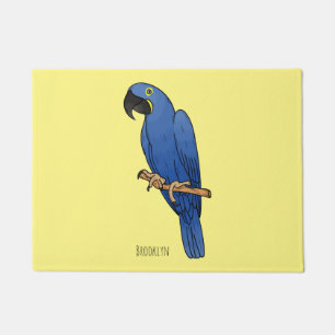 Hyacinth macaw bird cartoon illustration doormat