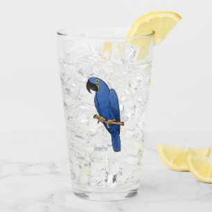Hyacinth macaw bird cartoon illustration glass