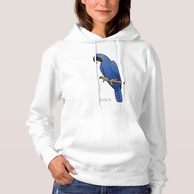 Hyacinth macaw bird cartoon illustration  hoodie (Front)