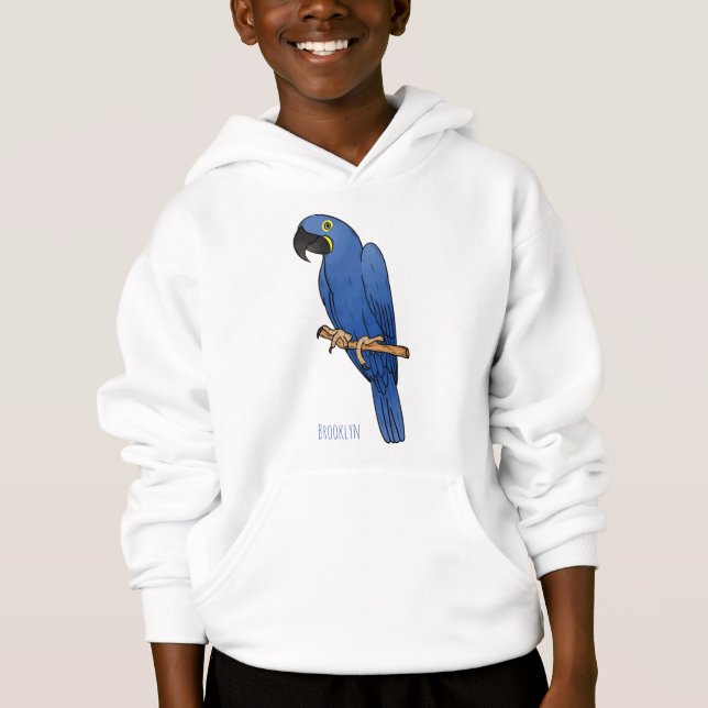 Hyacinth macaw bird cartoon illustration  hoodie (Front)