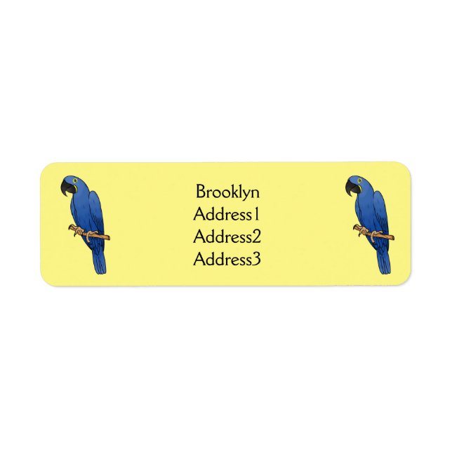 Hyacinth macaw bird cartoon illustration  label (Front)