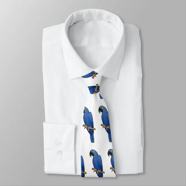 Hyacinth macaw bird cartoon illustration  neck tie (Tied)