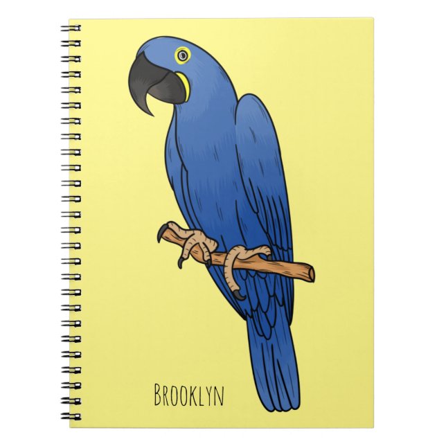 Hyacinth macaw bird cartoon illustration  notebook (Front)