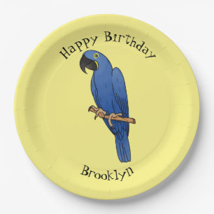 Hyacinth macaw bird cartoon illustration  paper plates