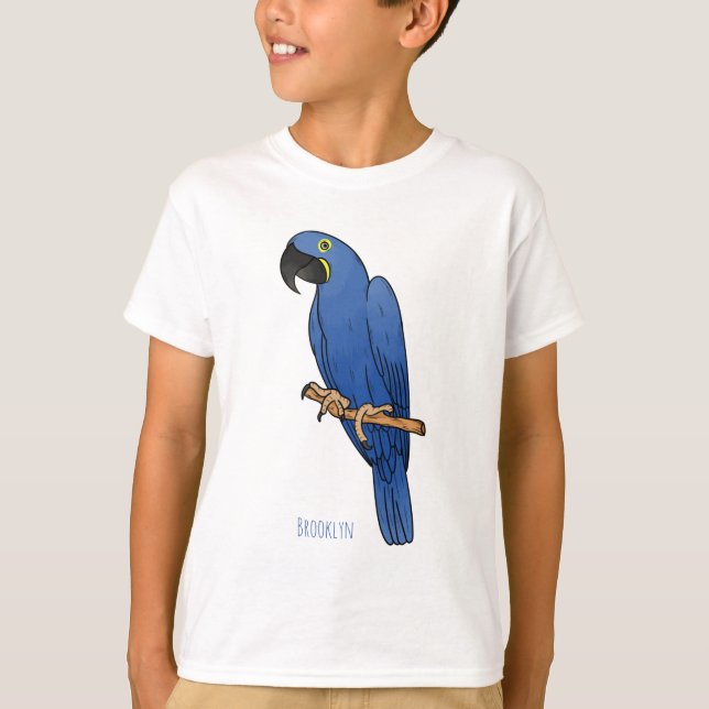 Hyacinth macaw bird cartoon illustration  T-Shirt (Front)
