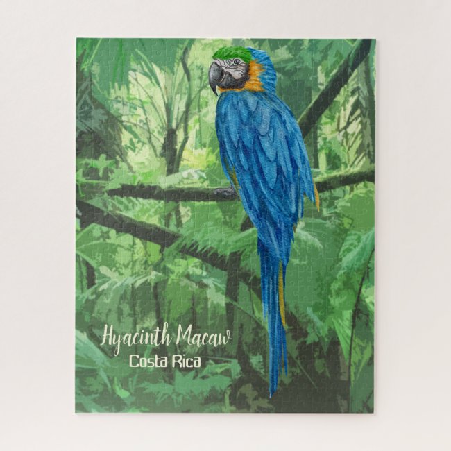 Hyacinth Macaw Costa Rica Design Jigsaw Puzzle
