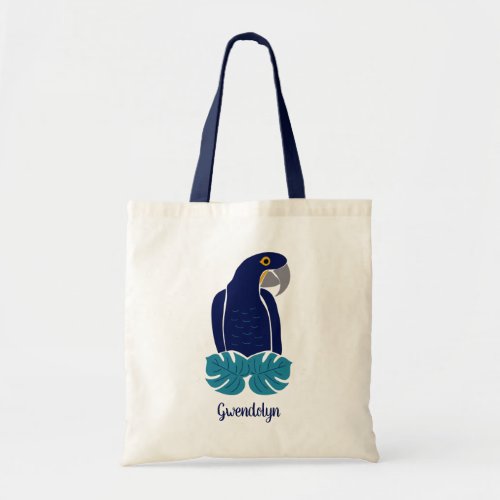 Hyacinth Macaw in Navy Blue Personalized Tote Bag