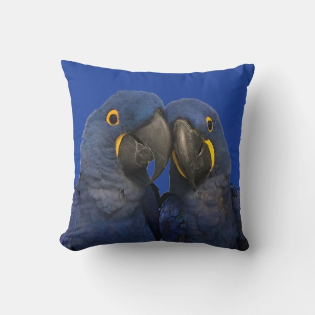 Hyacinth Macaw Parrot Bird Rare Blue Throw Pillow (Front)
