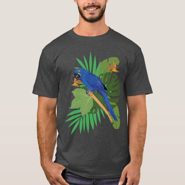 Hyacinth macaw with leaves T-Shirt (Front)