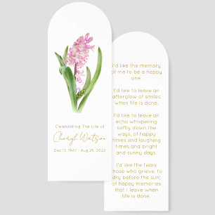 Hyacinth Simple Funeral Memorial Bookmark