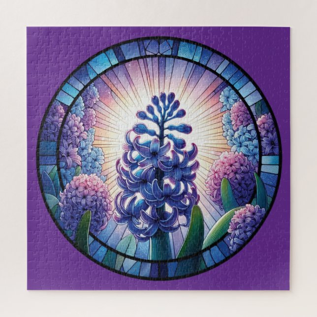 Hyacinth Stained Glass Art Jigsaw Puzzle (Vertical)
