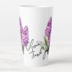 Hyacinth "Thank you!" Editable Slogan & Name Latte Mug