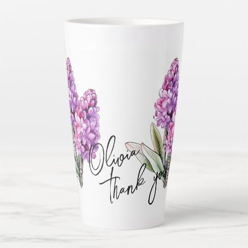 Hyacinth Thank you Editable Slogan  Name Latte Mug