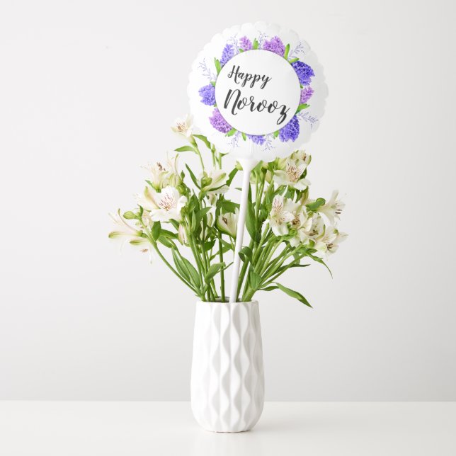 Hyacinth Wreath Happy Norooz New Year Purple Balloon (Vase)
