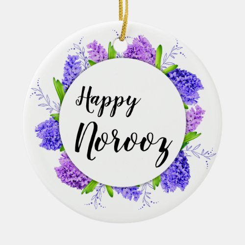 Hyacinth Wreath Purple Happy Norooz New Year Ceramic Ornament