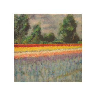 Hyacinths and Tulips Flower Landscape Triptych 1/3 Wood Wall Decor