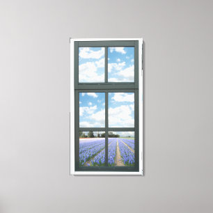 Hyacinths Floral Faux Window View Canvas Print