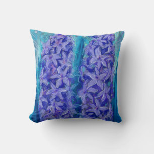 Hyacinths Sping Flower Easter Gift Floral Painting Throw Pillow
