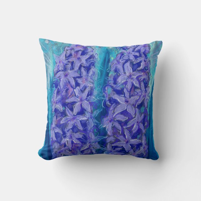 Hyacinths Sping Flower Easter Gift Floral Painting Throw Pillow (Front)