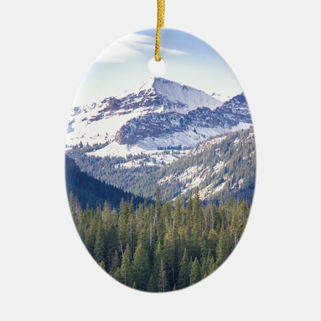 Hyalite Peaks Bozeman, Montana Ceramic Ornament (Front)