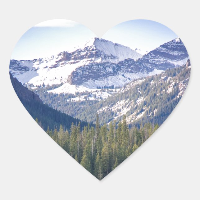 Hyalite Peaks Bozeman, Montana Heart Sticker (Front)