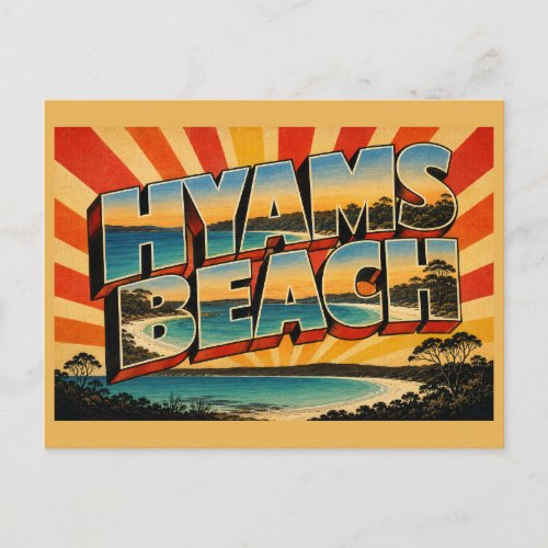 Hyams Beach NSW Australia White Sand Vintage Art Postcard