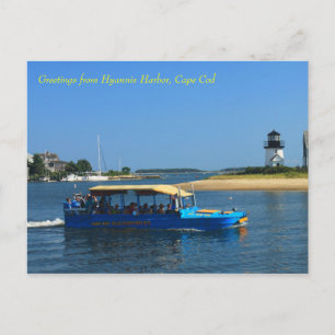 Hyannis Harbor Lighthouse Duck Boat Cape Cod Postcard