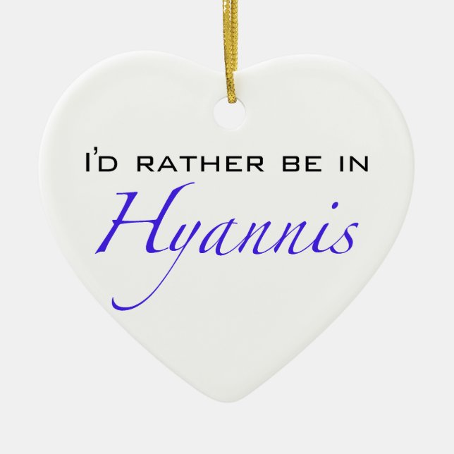Hyannis MA - Script Ceramic Ornament (Front)