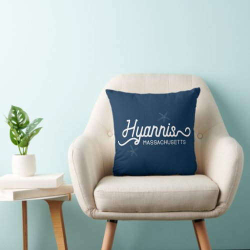 Hyannis Massachusetts Nautical Throw Pillow