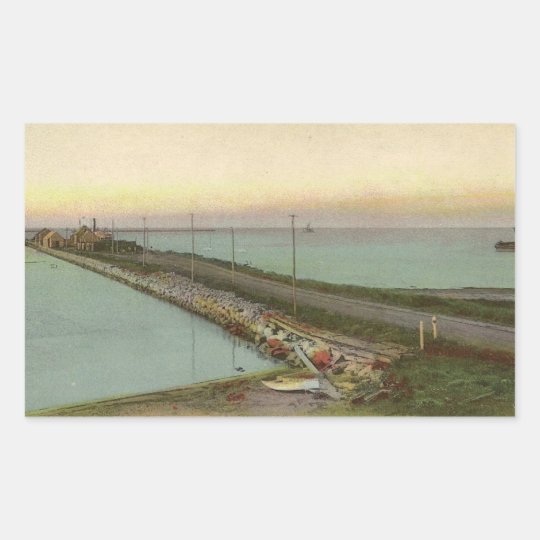 Hyannis Wharf Vintage Postcard Rectangular Sticker