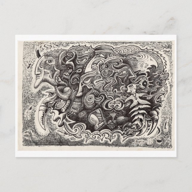 Hybrid Beast ink drawing Postcard (Front)