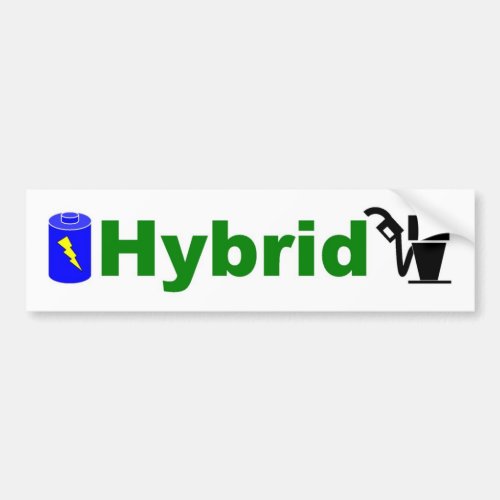 HYBRID green pump and battery Bumper Sticker