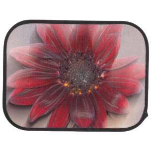 Hybrid sunflower blowing in the wind car floor mat