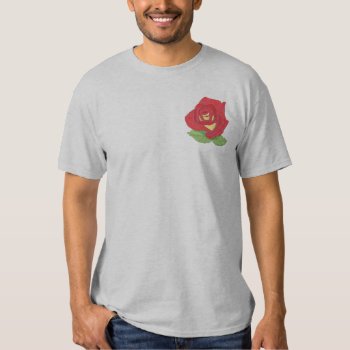 Hybrid Tea- Forty Niner Rose Embroidered T-shirt by ZazzleEmbroidery at Zazzle