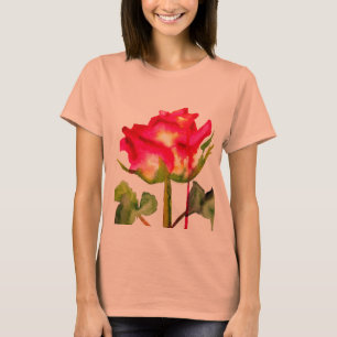 Hybrid Tea Rose watercolor modern flower art T-Shirt