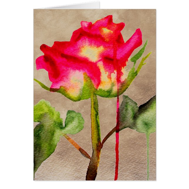 Hybrid Tea Rose watercolour modern flower art (Front)