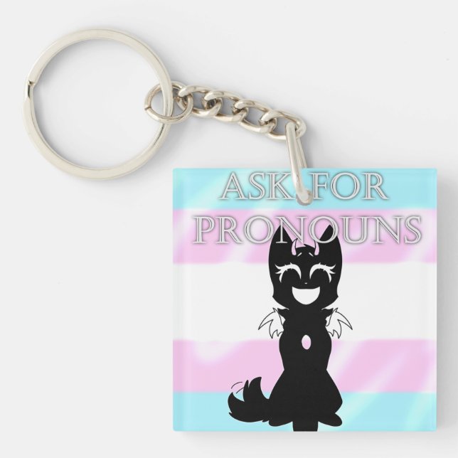 Hybrid Trans Keychain (Ask for pronouns) (Front)