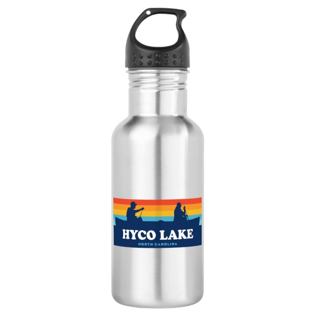 Hyco Lake North Carolina Canoe Stainless Steel Water Bottle (Front)