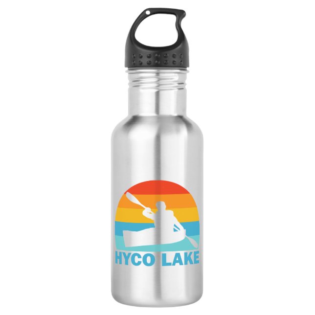 Hyco Lake North Carolina Kayak Stainless Steel Water Bottle (Front)
