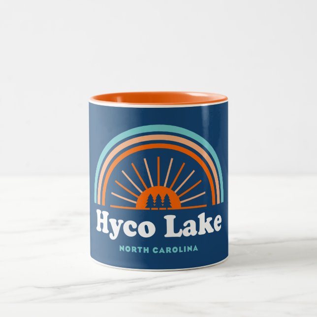 Hyco Lake North Carolina Rainbow Two-Tone Coffee Mug (Center)