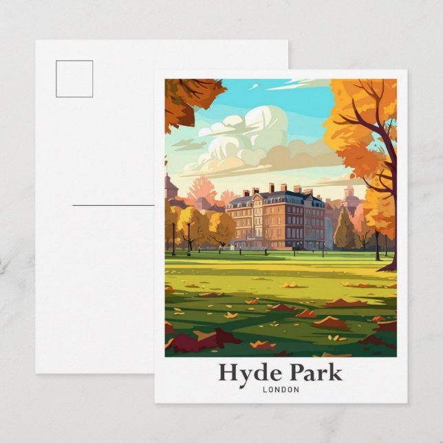 Hyde Park London England Travel Illustration Postcard (Front/Back)