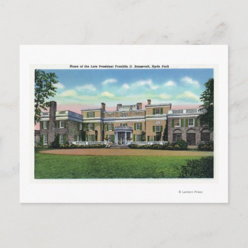 Hyde Park View of President FDRs Mansion Postcard