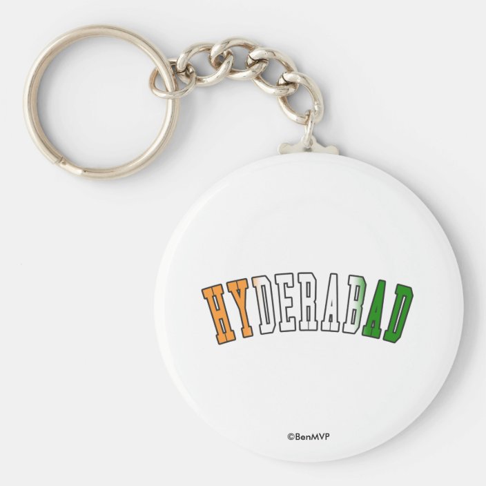 Hyderabad in India National Flag Colors Keychain
