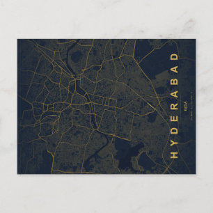 Hyderabad India City Map Minimal Design Postcard