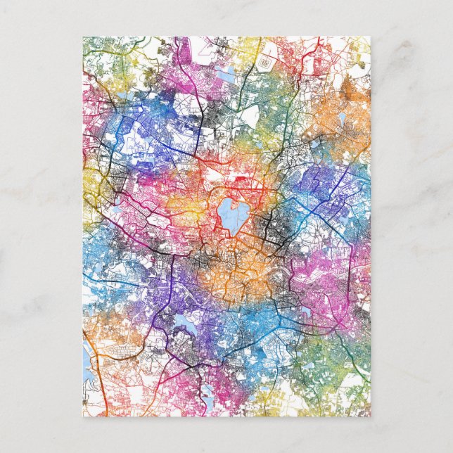 Hyderabad India City Map Postcard (Front)