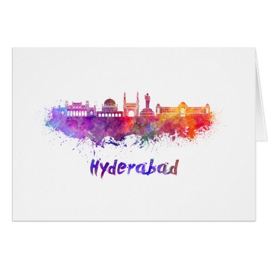 Hyderabad skyline in watercolor (Front Horizontal)