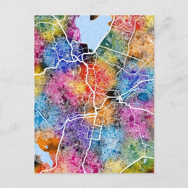 Hyderabad Telangana Map Postcard (Front)